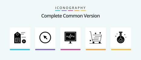 Complete Common Version Glyph 5 Icon Pack Including beaker. shop. heartbeat. online. cart. Creative Icons Design vector