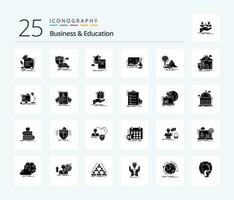 Business And Education 25 Solid Glyph icon pack including study. book. transport. growth. learning vector