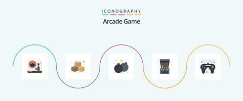 Arcade Flat 5 Icon Pack Including game. play. bomb. game. arcade machine vector