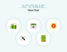 New Year Flat Icon Pack 5 Icon Design. sticker. label. open. target. deadline vector