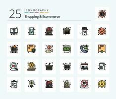 compras y comercio electrónico 25 línea lleno icono paquete incluso compras. etiqueta. tienda. insignia. compras vector