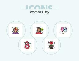 Womens Day Line Filled Icon Pack 5 Icon Design. card. celebration. celebrate. balloon. roof vector