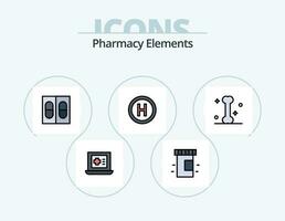 Pharmacy Elements Line Filled Icon Pack 5 Icon Design. medicine . hospital . test . medical vector