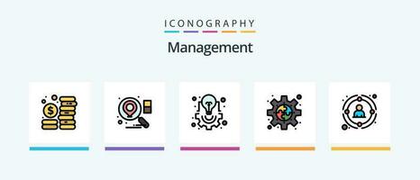 Management Line Filled 5 Icon Pack Including project. people. website. network. link. Creative Icons Design vector