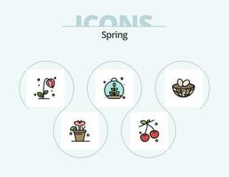 primavera línea lleno icono paquete 5 5 icono diseño. brillo. primavera flor. sub flor. flor. anémona vector