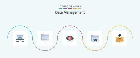 Data Management Flat 5 Icon Pack Including arrow. folder. server. data. view vector