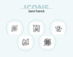 Saint Patrick Line Icon Pack 5 Icon Design. irish. luck. saint patrick. clover. bag vector