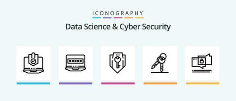 Data Science And Cyber Security Line 5 Icon Pack Including laptop. computer. banking. antivirus. secure. Creative Icons Design vector