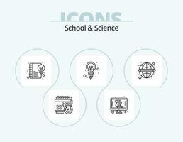 School And Science Line Icon Pack 5 Icon Design. dictionary. monitor. science. atom vector