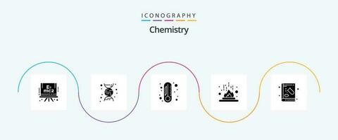 Chemistry Glyph 5 Icon Pack Including education. chemical. thermometer. book. laboratory vector