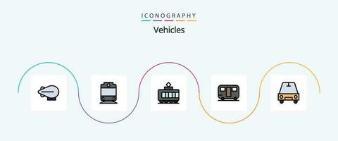 Vehicles Line Filled Flat 5 Icon Pack Including . trailer. passenger vector