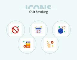 Quit Smoking Flat Icon Pack 5 Icon Design. cigarette. schedule. banned. date. appointment vector