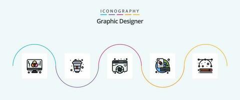 gráfico diseñador línea lleno plano 5 5 icono paquete incluso creativo. llave. diseñador. tablero. gráfico vector