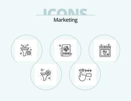 Marketing Line Icon Pack 5 Icon Design. objective. clipboard. customer satisfaction. aim. funnel vector