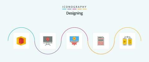 Designing Flat 5 Icon Pack Including . money. setting. dollar. design vector