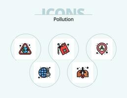 Pollution Line Filled Icon Pack 5 Icon Design. waste. radioactive. pollution. pollution. waste vector