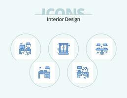 Interior Design Blue Icon Pack 5 Icon Design. home. interior. workplace. furniture. tv vector