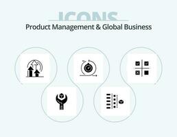 Product Managment And Global Business Glyph Icon Pack 5 Icon Design. fast. cycle. planning. agile. performance vector