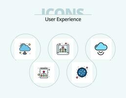 usuario experiencia línea lleno icono paquete 5 5 icono diseño. vista. ordenador portátil. cliente. computadora. medios de comunicación vector
