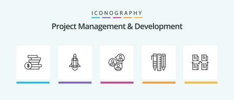 Project Management And Development Line 5 Icon Pack Including success. career. online. career path. items. Creative Icons Design vector