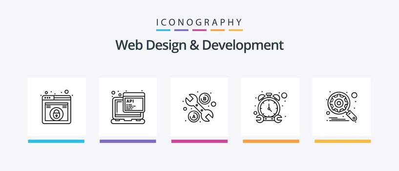 web diseño y desarrollo línea 5 5 icono paquete incluso sensible. hogar. opción. sitio web navegador. creativo íconos diseño vector