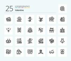 Valentine 25 Line icon pack including love. love. tag. day. valentine vector