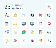 User Experience 25 Flat Color icon pack including team. people. testing ux. friends. ux vector