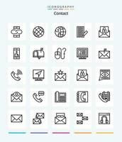 Creative Contact 25 OutLine icon pack  Such As envelope. communication. earth. receive. envelope vector