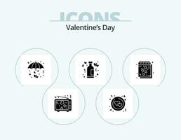 Valentines Day Glyph Icon Pack 5 Icon Design. romance. lifestyle. valentine. bottle. umbrella vector