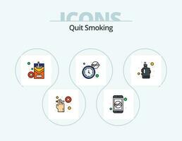 Quit Smoking Line Filled Icon Pack 5 Icon Design. not allowed. smoke. not allowed. cigarette. dangerous vector