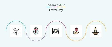 Easter Line Filled Flat 5 Icon Pack Including fire. nature. holidays. easter. hand vector