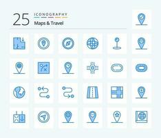 Maps and Travel 25 Blue Color icon pack including algorithm. globe. arrow. geo. pin vector