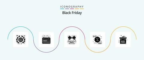 Black Friday Glyph 5 Icon Pack Including black friday. label. schedule sale. discount. sale vector