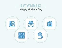 Happy Mothers Day Blue Icon Pack 5 Icon Design. . love. coffee. invitation. woman vector