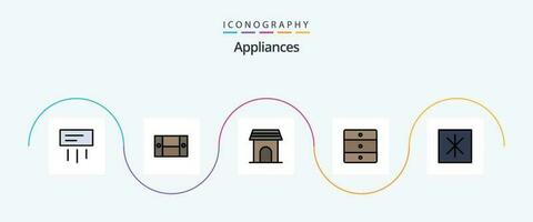 Appliances Line Filled Flat 5 Icon Pack Including fridge. home appliances. apartment. home. household vector