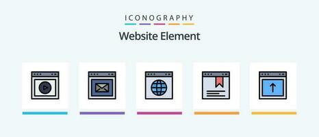 Website Element Line Filled 5 Icon Pack Including website. site. website. layout. website. Creative Icons Design vector