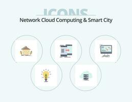 Network Cloud Computing And Smart City Flat Icon Pack 5 Icon Design. sync. data. data. farming. ecology vector