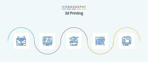 3d Printing Blue 5 Icon Pack Including preview. display. box. 3d. printer vector