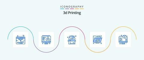 3d impresión azul 5 5 icono paquete incluso avance. mostrar. caja. 3d. impresora vector