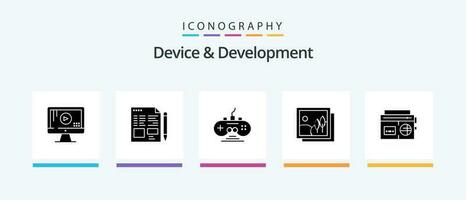 Device And Development Glyph 5 Icon Pack Including radio. picture. controller. image. frame. Creative Icons Design vector