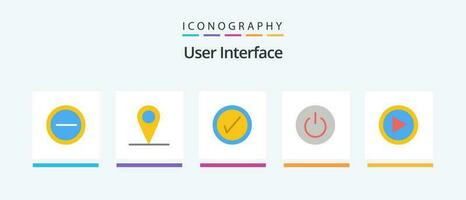 User Interface Flat 5 Icon Pack Including user. interface. user. video. ui. Creative Icons Design vector