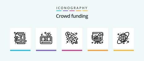 Crowdfunding Line 5 Icon Pack Including chart. success. finance. mountain. target. Creative Icons Design vector