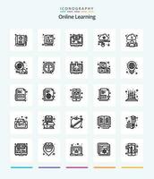 Creative Online Learning 25 OutLine icon pack  Such As data. cloud. learning. course. webinar vector