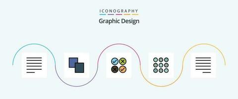 Design Line Filled Flat 5 Icon Pack Including . text. design. left. dots vector