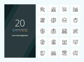 20 Love Outline icon for presentation vector