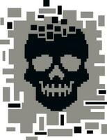 pixel, Digital skull skull vector