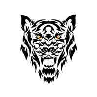 Illustration vector graphic of tribal art tattoo face head Tiger with roaring