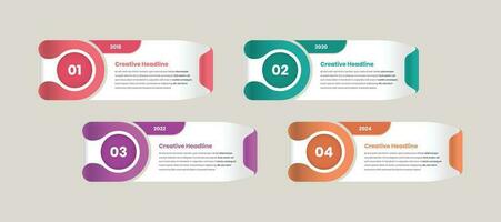 Abstract designed business steps presentation infographic card design with number and folded shape vector