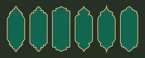 Ramadan frame shapes. Golden border with pattern for banner. Islamic luxury design elements for decoratio Vintage vector templates
