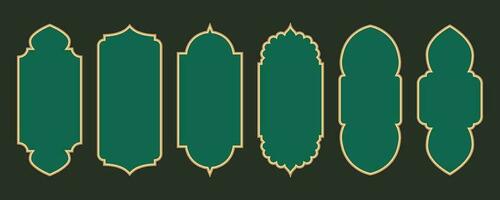 Ramadan frame shapes. Golden border with pattern for banner. Islamic luxury design elements for decoratio Vintage vector templates